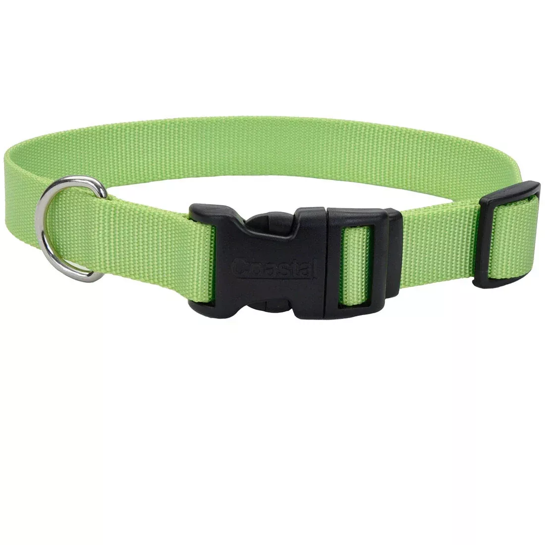 10-14" Adjustable Dog Collar w/Plastic Buckle, Lime Green