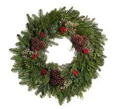 14" Evergreen Bounty Cone Wreath (22" OD) 1112