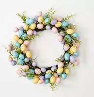 16" EASTER EGGS WREATH ON NATURAL TWIG BASE (PC) 3618
