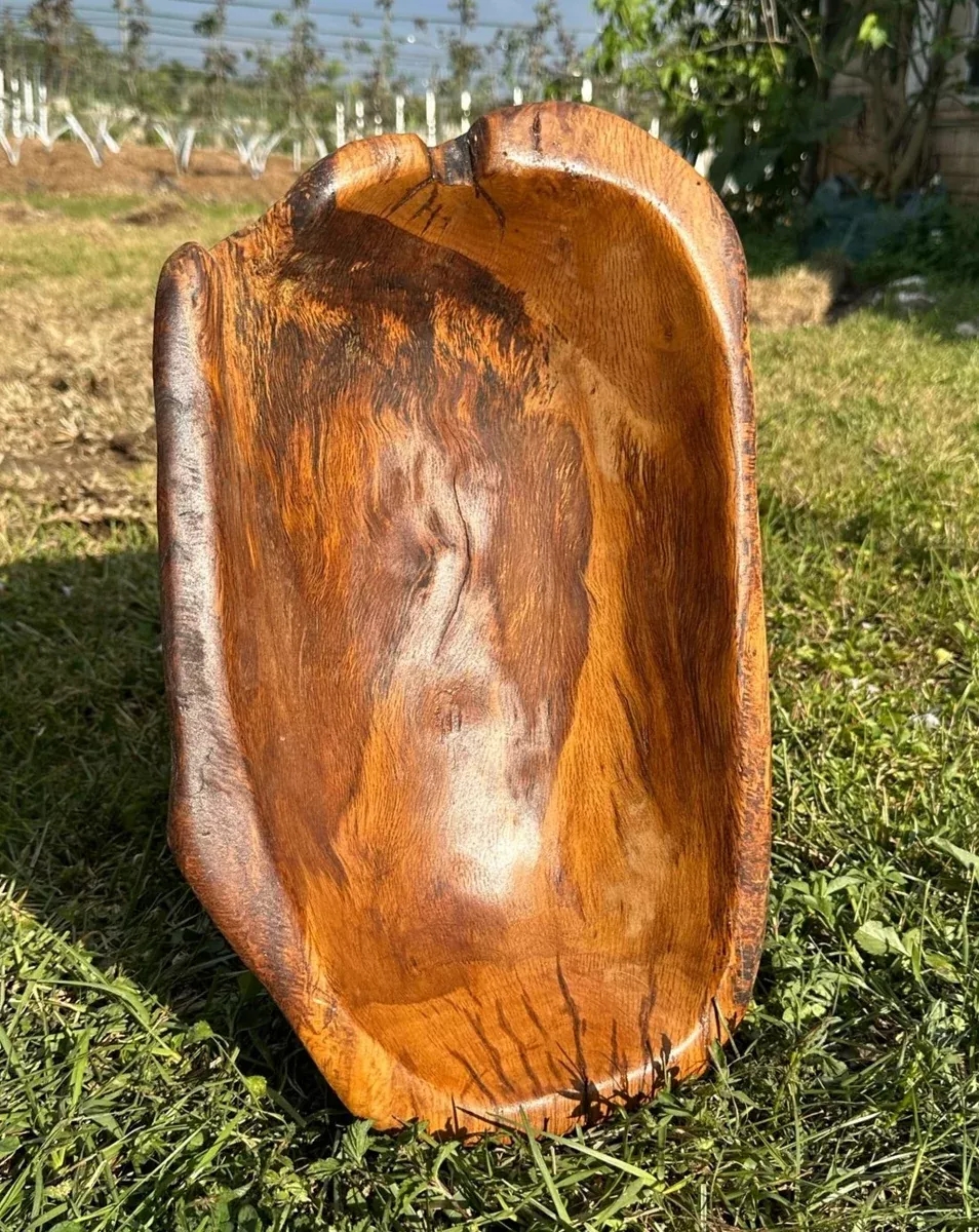 19" MAHOGANY Hand Carved Artisan Bowl