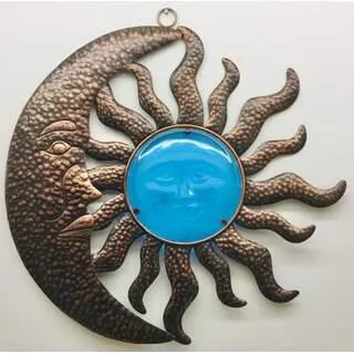 21" x21" Moon and Blue Sun Wall Decor 903-00277