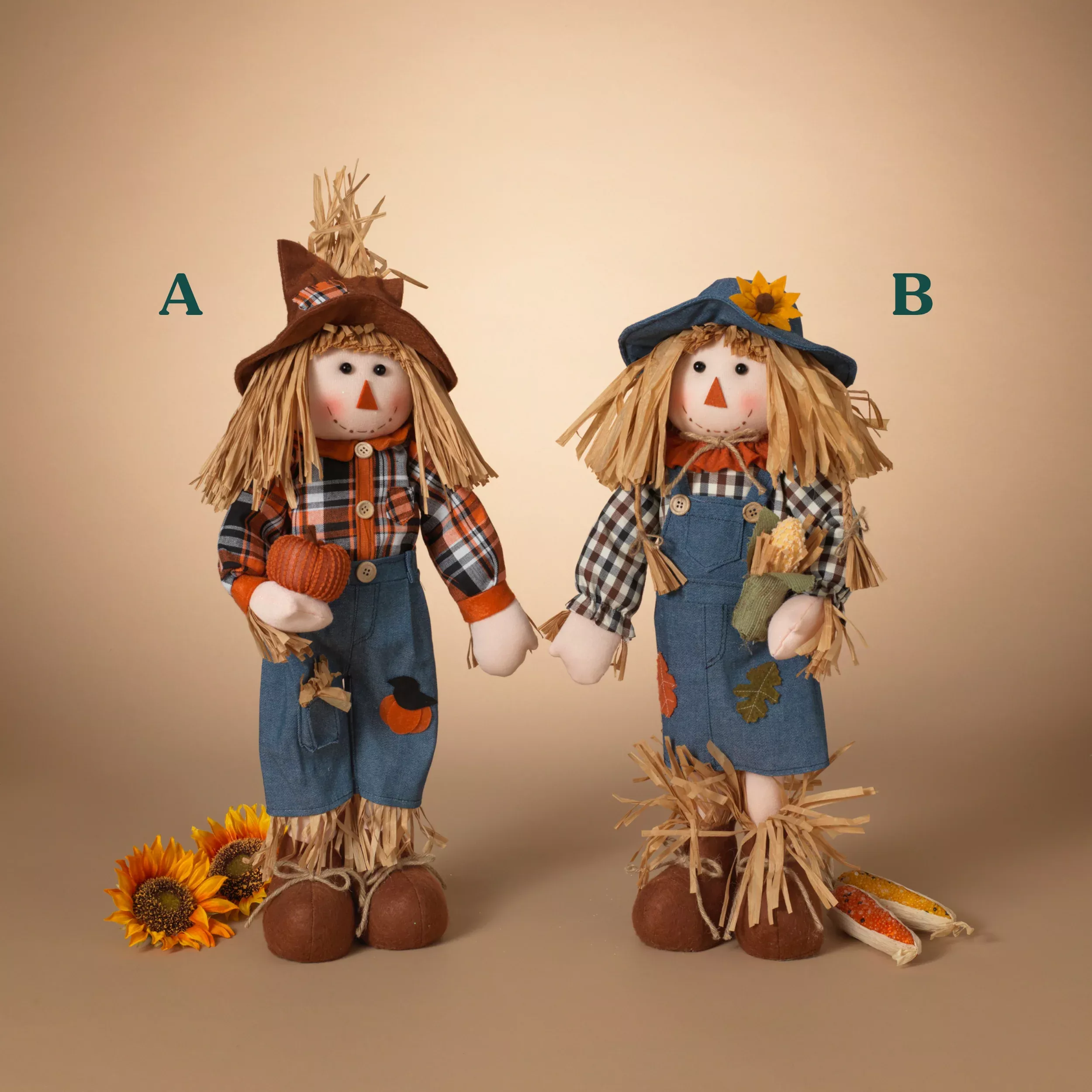 23" Plush Standing Scarecrow Figurine - Assorted Styles, Sold Separately - Gerson Company