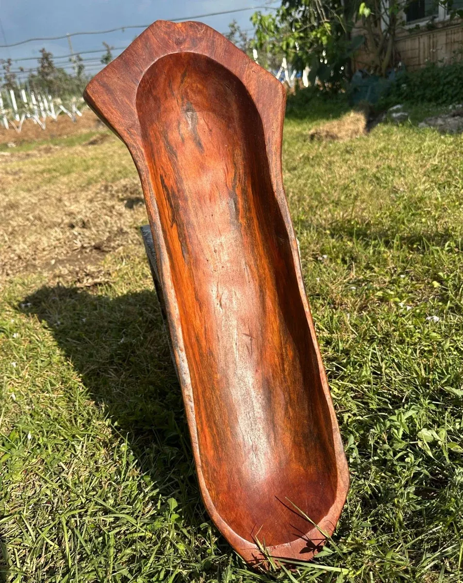 26" MAHOGANY Hand Carved Artisan Bowl