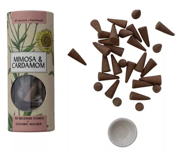 30-Piece Scented Incense Cones, w/ ceramic holder