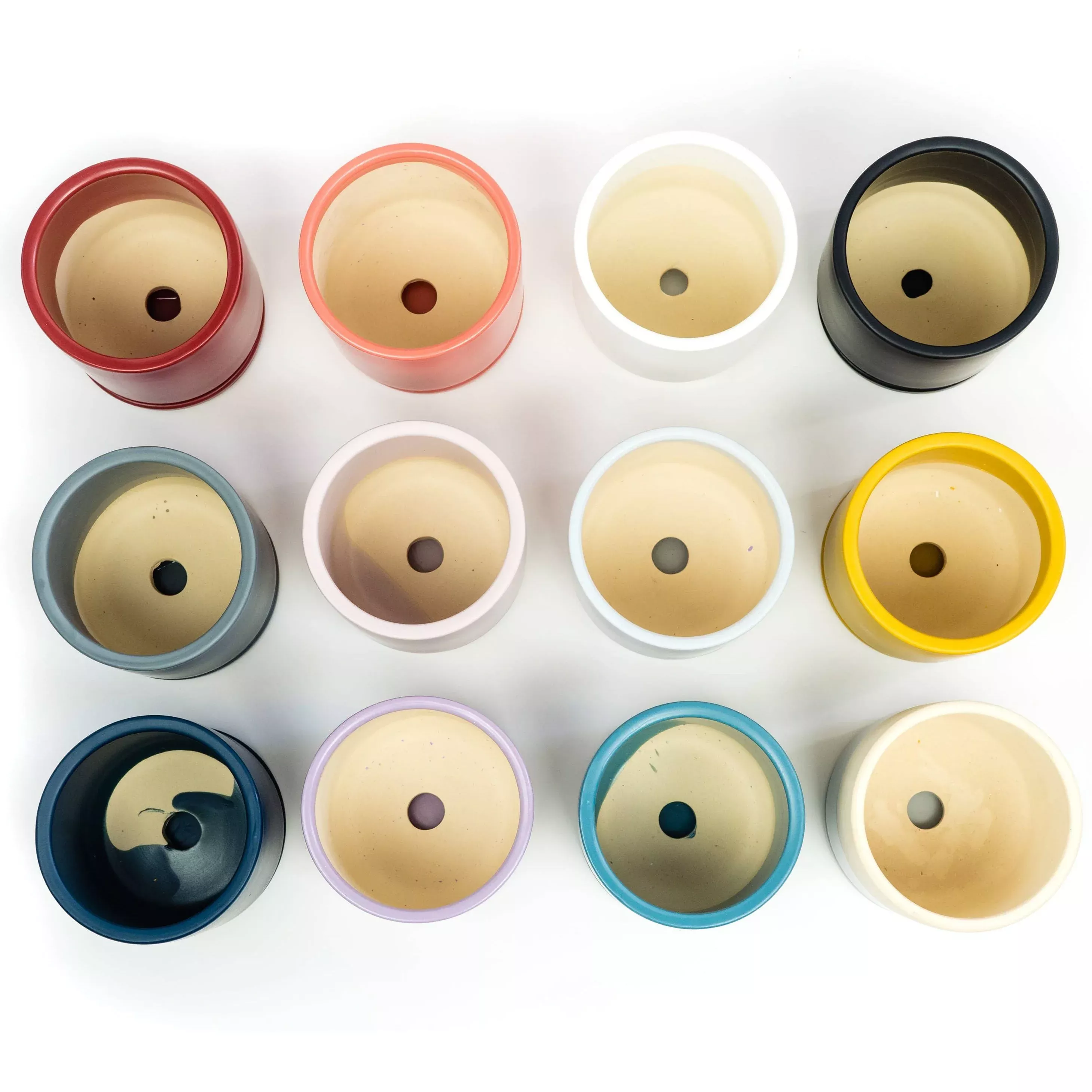 4.5" Gemstone Cylinder Pots with Water Saucers