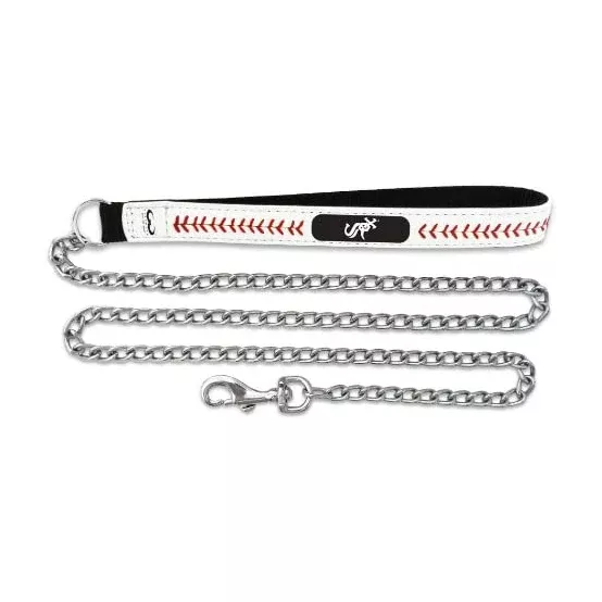 4' White Sox Leather Leash, Medium