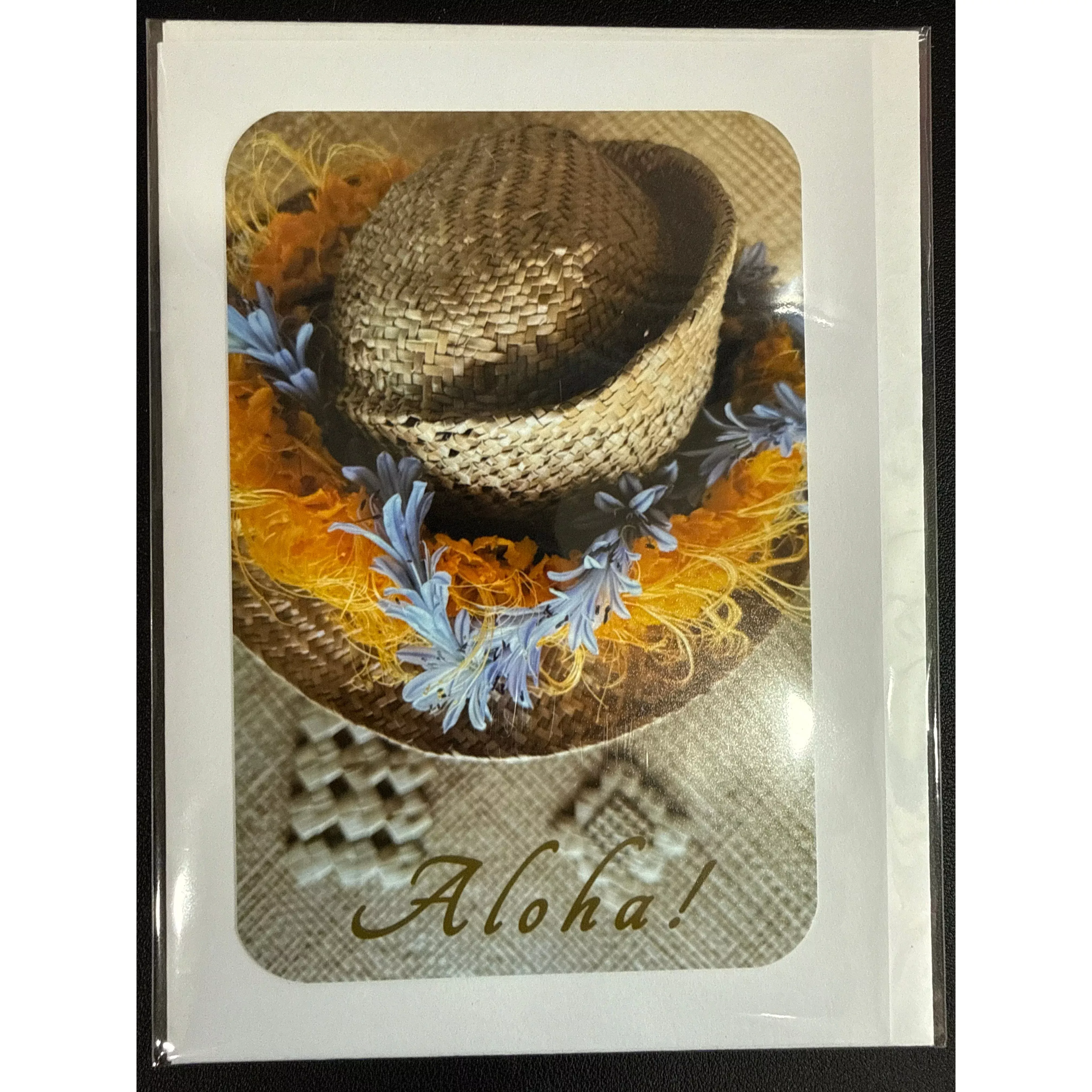 Aloha, Ohai Ali'i and Agapanthus Lei on Lauhala Card
