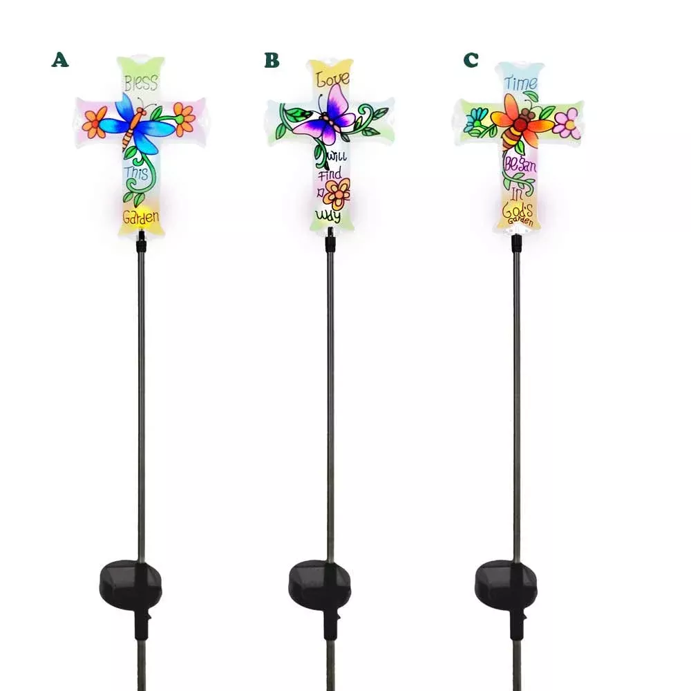 Alpine, Floral Cross Garden Stake, Assorted & Sold Separately