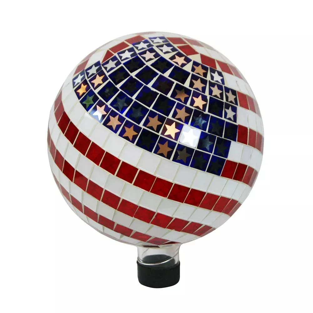 Alpine, Mosaic Gazing Globe w/ Flag, 10"