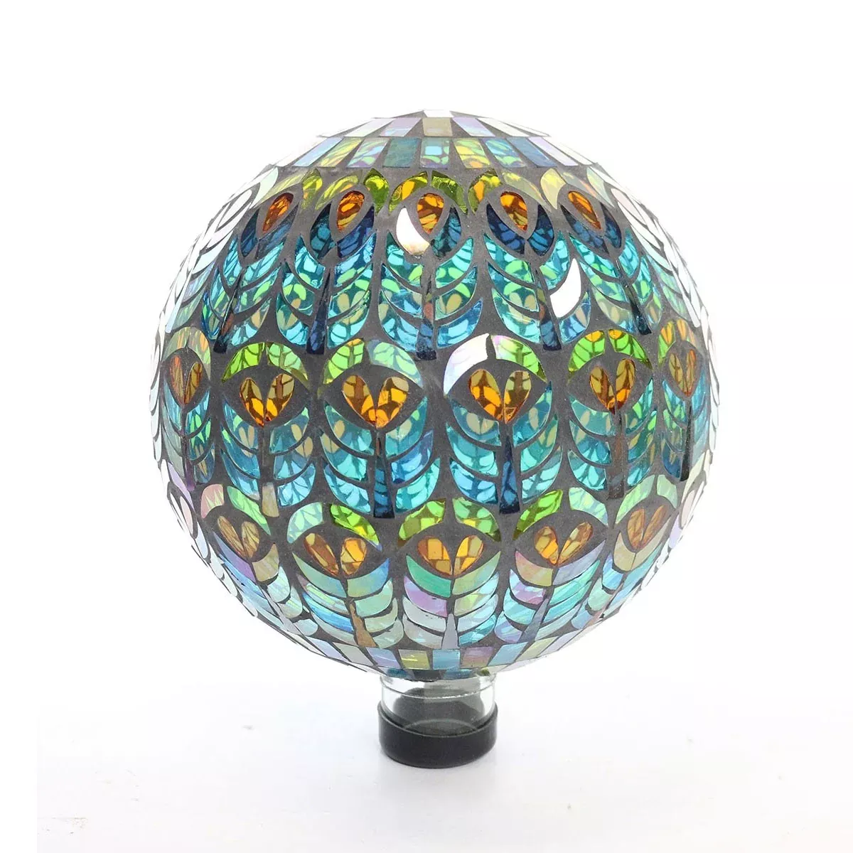 Alpine Mosaic & Peacock Pattern Gazing Globe, 10 "