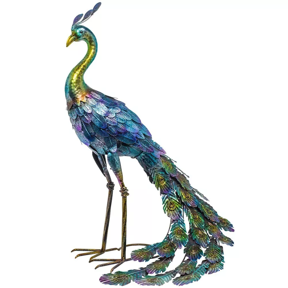 Alpine, Peacock Embossed Metal Decor, 28"H