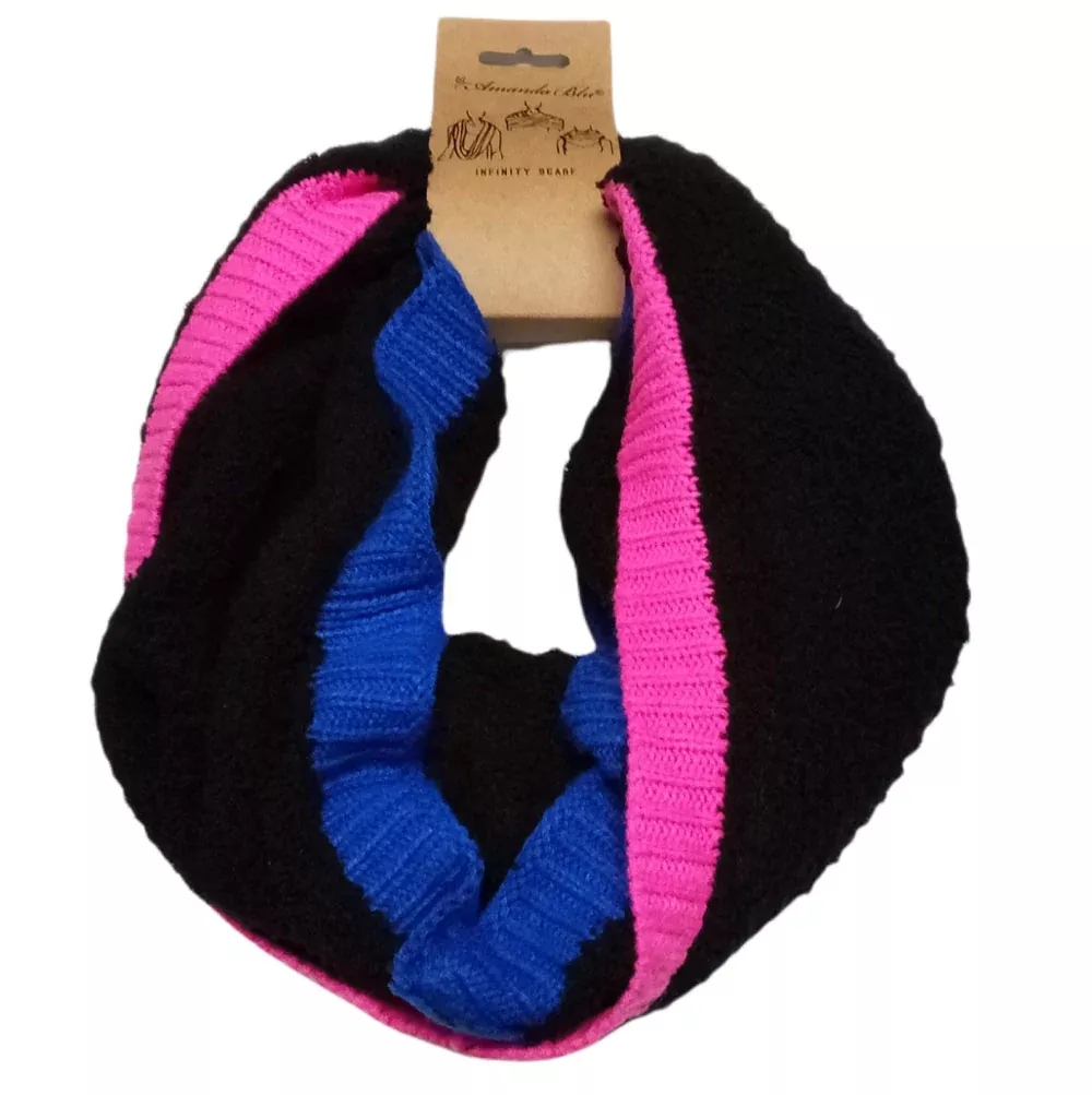 Amanda Blu, Neon Stripe Cowl, Black/Pink/Blue, One Size Fits Most