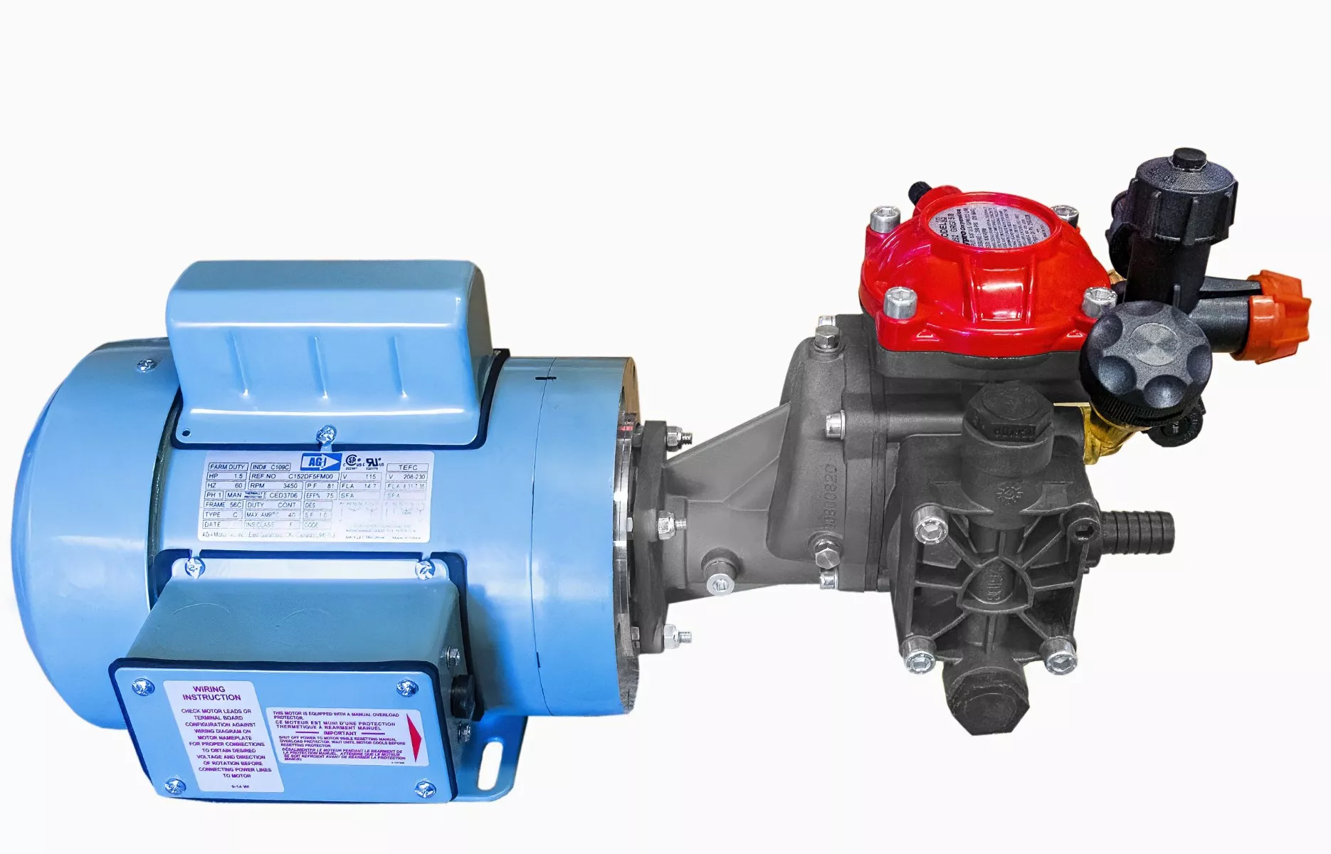 Annovi Reverberi AR252GRGI58 Diaphragm Pump with 1.5 HP Electric Motor Assembly