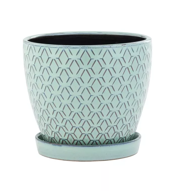 Aqua Pot With Saucer | 6" | Napco