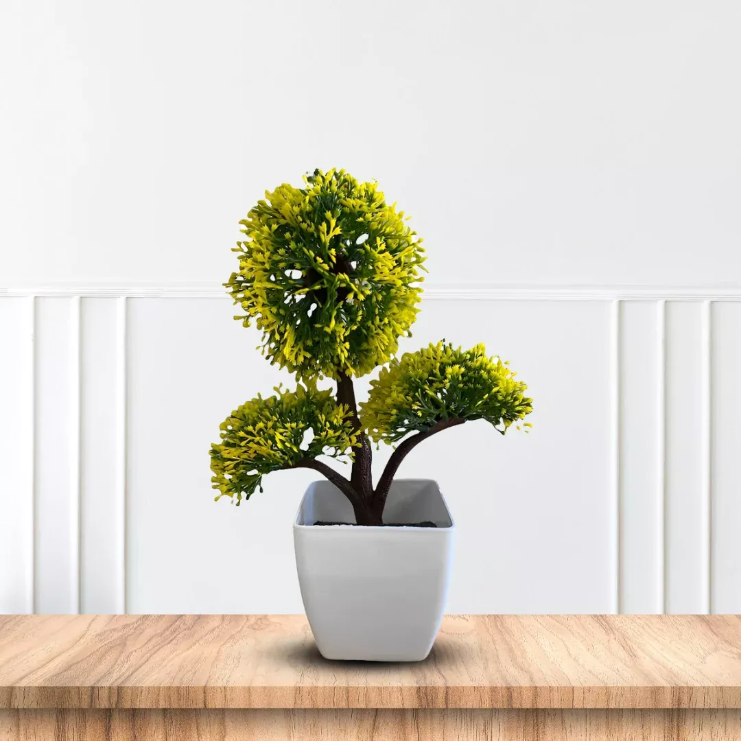 Artificial Green and Yellow Bonsai -Good Gift