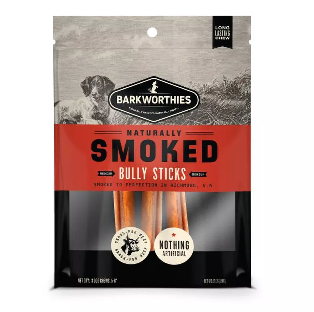 Barkworthies, Smoked Bully, 6", 3 Pack
