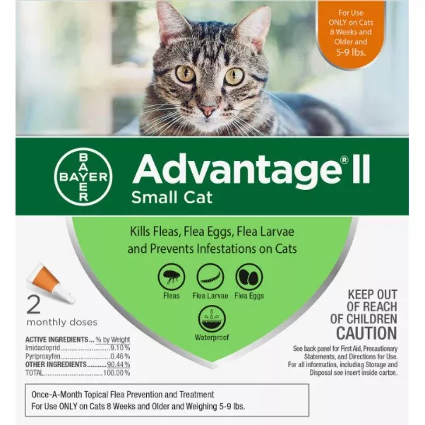 Bayer Advantage II Flea Treatment for Small Cats, 2 Pack