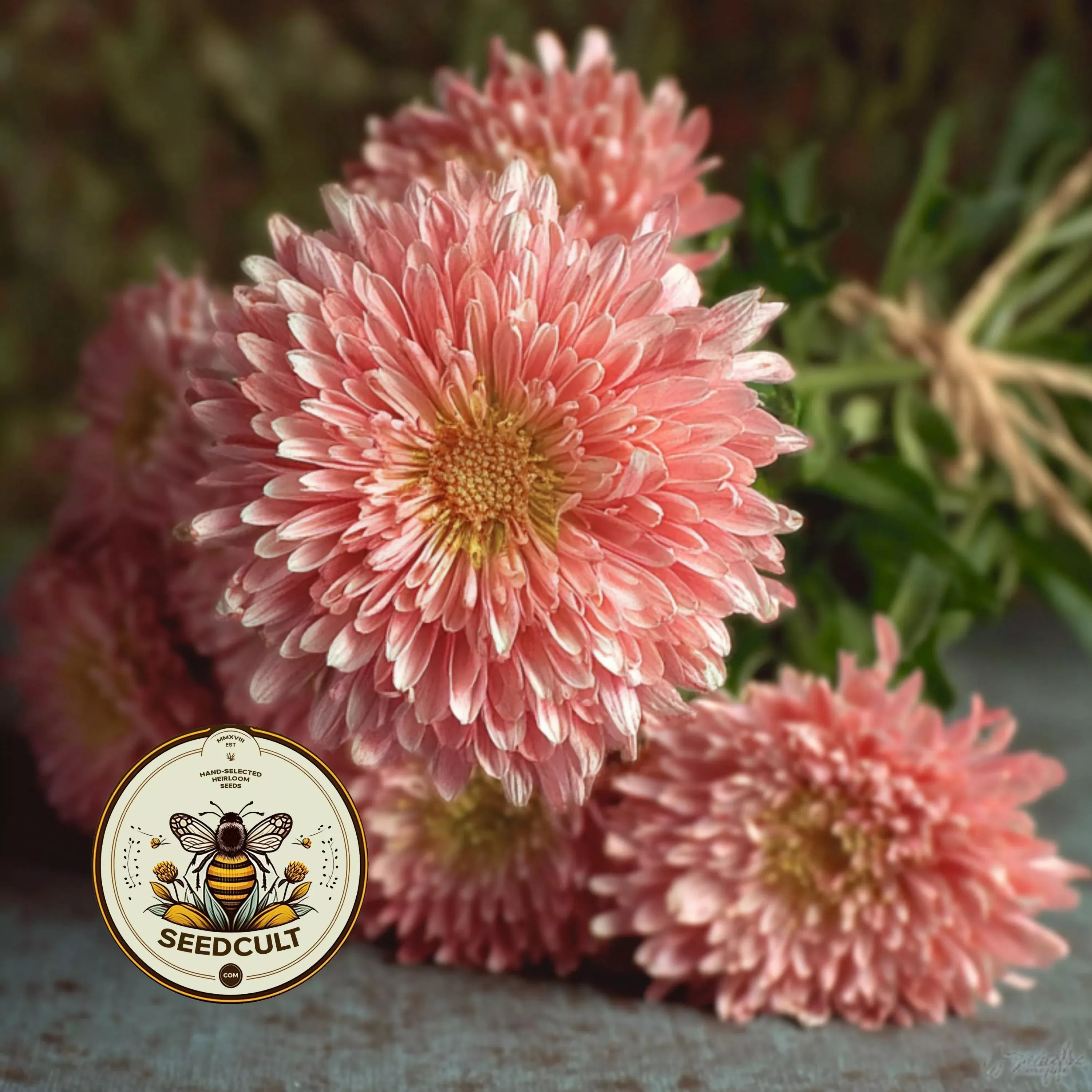 BENARY'S PRINCESS SALMON ROSE ASTER, CALLISTEPHUS CHINENSIS