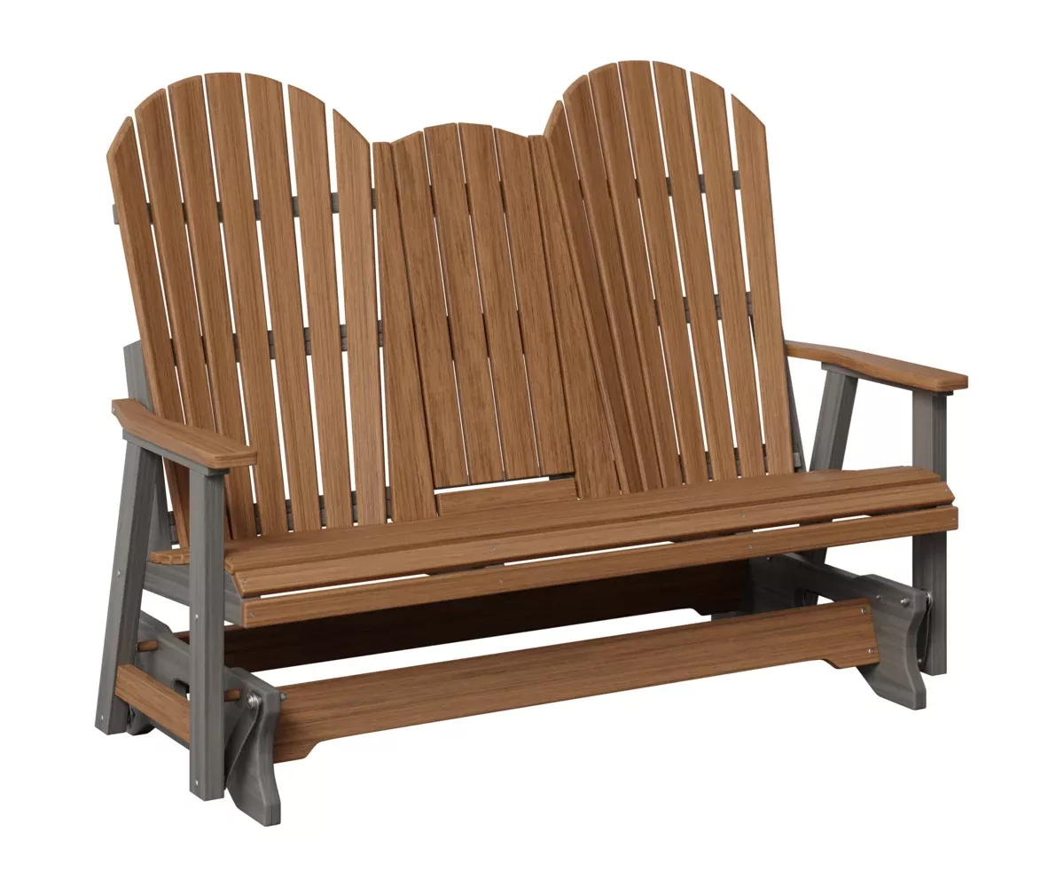 Berlin Gardens, 5′ Comfo Back Three Seat Glider with Console, Antique Mahogany on Coastal Gray