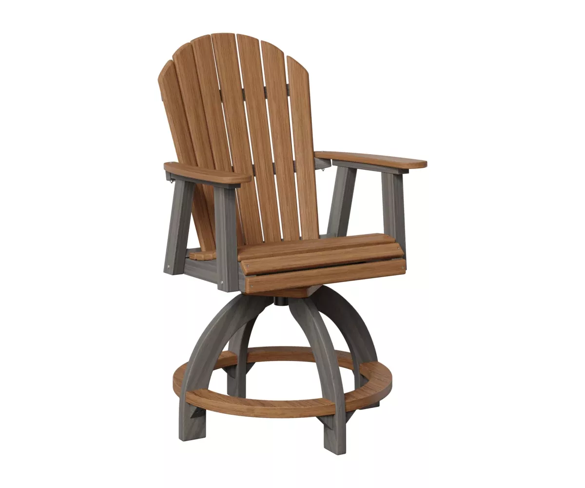 Berlin Gardens, Comfo Back Swivel Counter Chair, Antique Mahogany on Coastal Gray