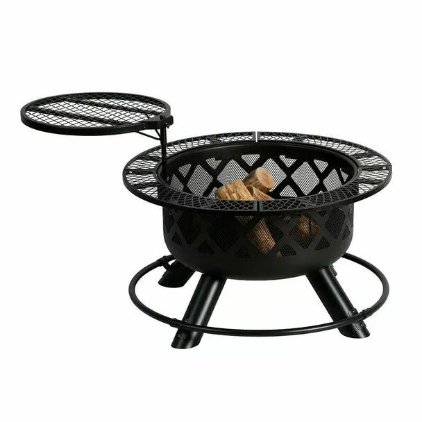 Bighorn Mini Ranch Wood Burning Fire Pit, Black, 24"