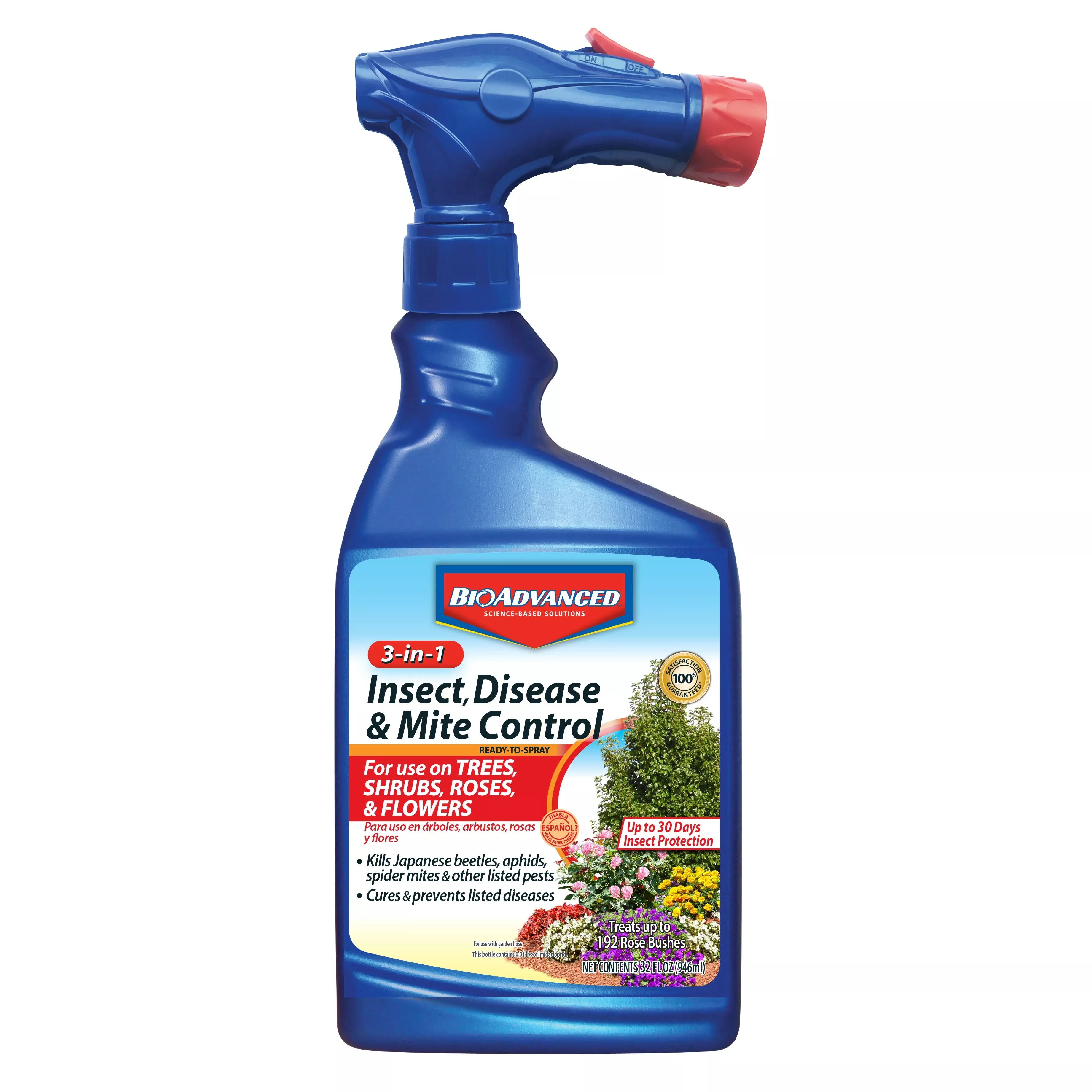 BioAdvanced 3-in-1 Insect, Disease & Mite Control - 32oz Ready-to-Spray - Hose End Connection - Imidacloprid 0.47%