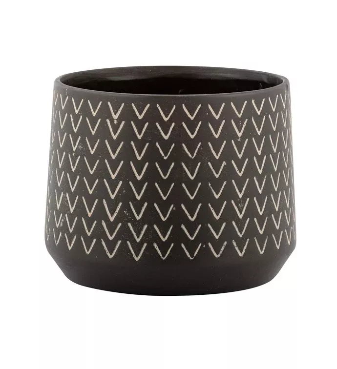Black & Tan Chevron Planter | Large | Napco