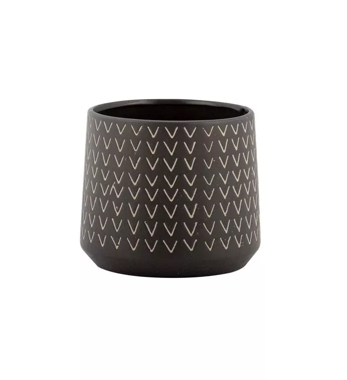 Black & Tan Chevron Planter | Small | Napco