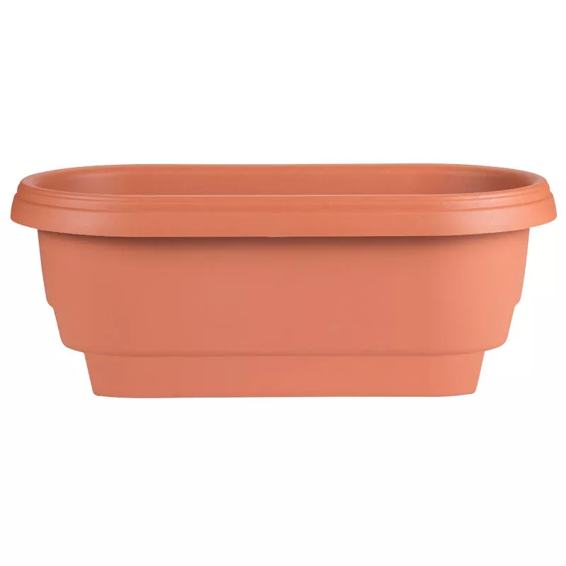 Bloem Classic Deck Rail Plastic Planter, Terra Cotta, 24 in.