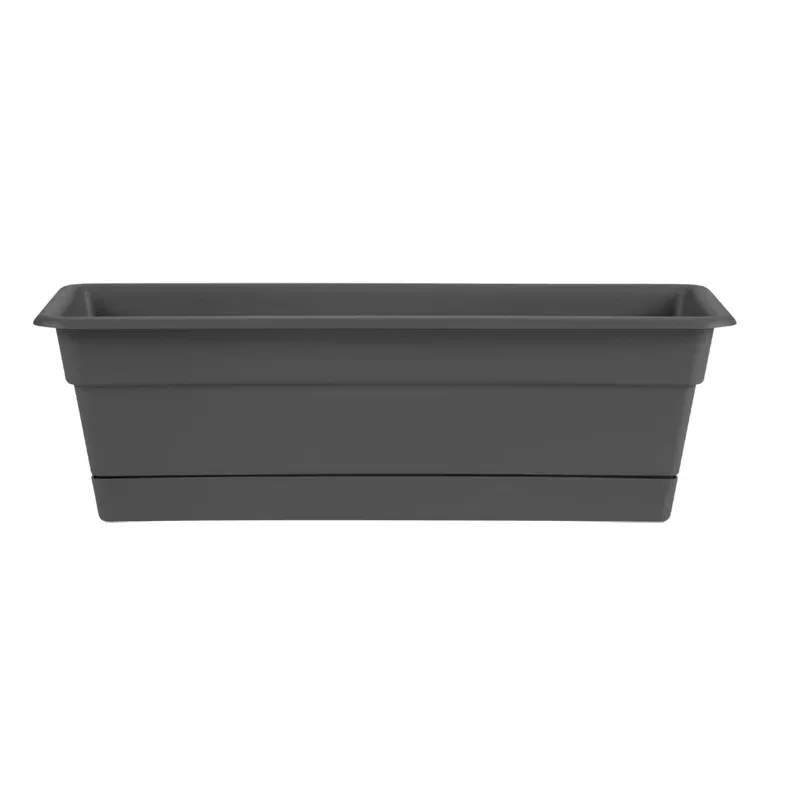 Bloem Dura Cotta Plastic Window Box, Charcoal, 30 in.