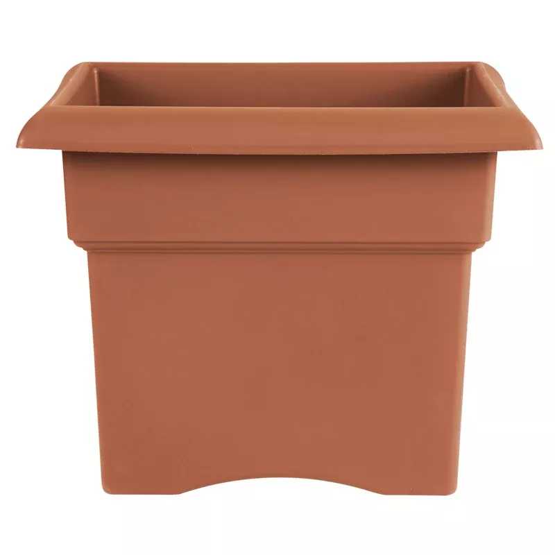 Bloem Veranda Square Plastic Planter, Terra Cotta, 14 in.