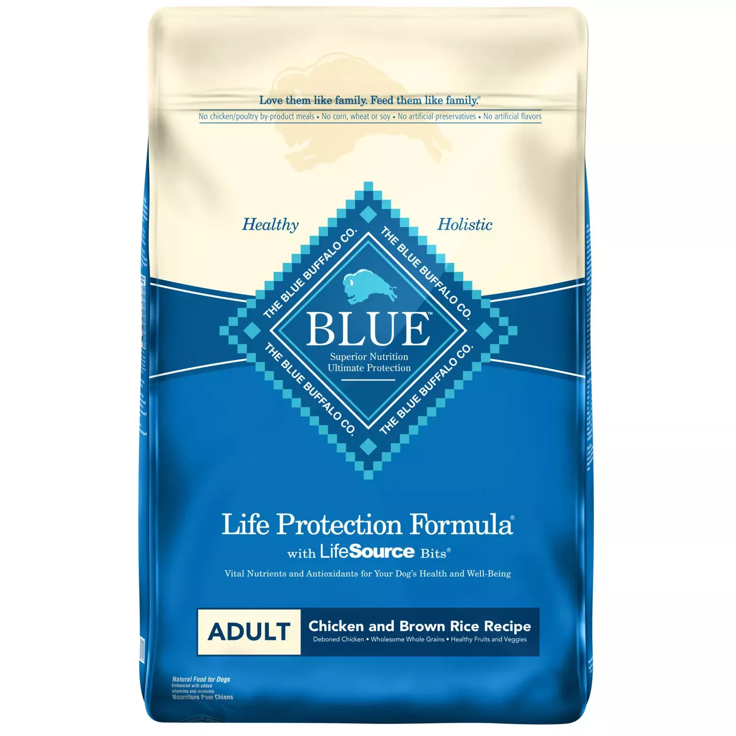 Blue Buffalo Adult Chicken & Rice Recipe Dog Food, 15 LB