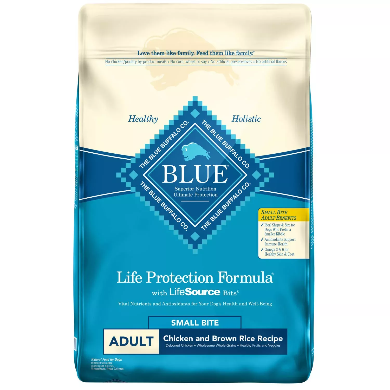 Blue Buffalo Small Bite Adult Chicken & Rice Recipe Dog Food, 15 LB