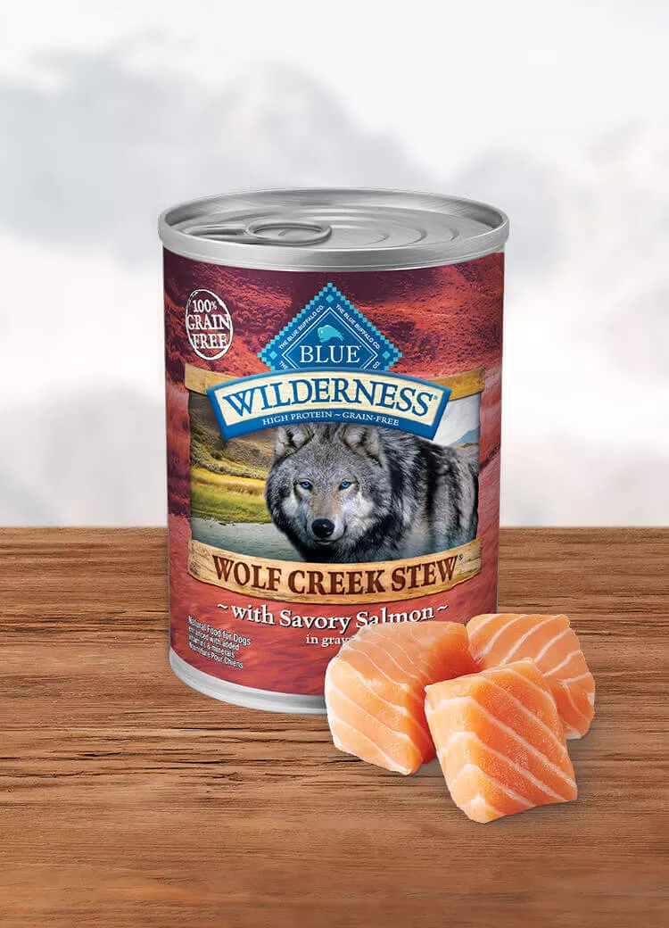 Blue Buffalo, Wolf Creek Stew, Savory Salmon Stew, Canned Dog Food, 12.5 oz
