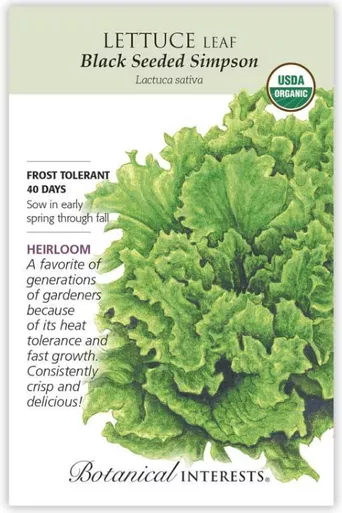 Botanical Interests Lettuce Leaf Black Seeded Simpson Organic