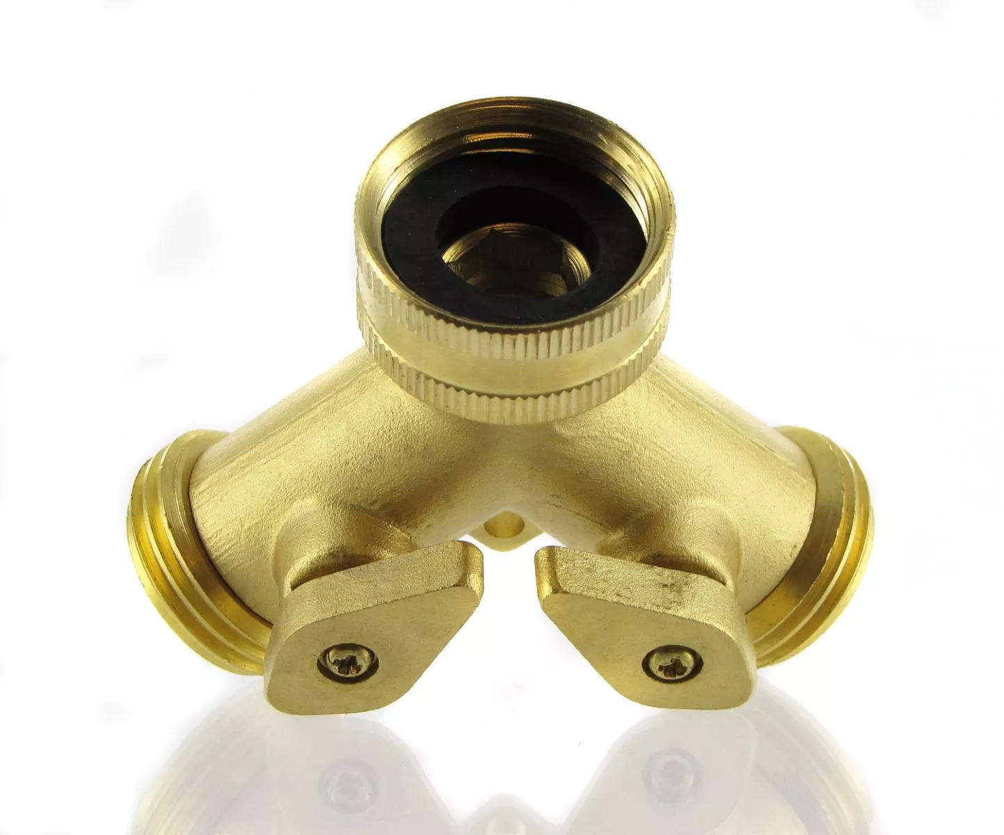 Brass Double Faucet Diverter - Dual Brass Shutoff Valve