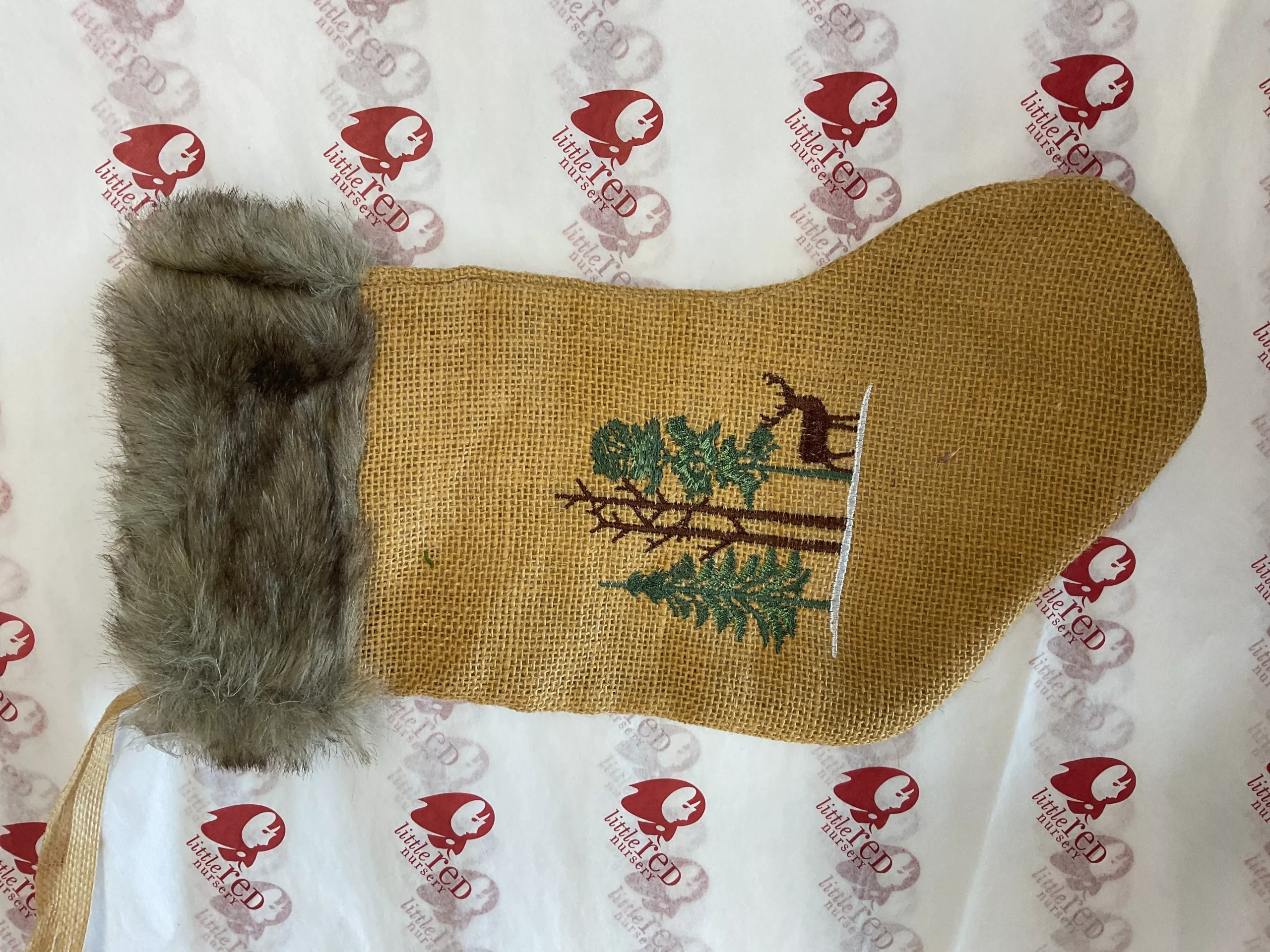 Burlap Woodland Stocking