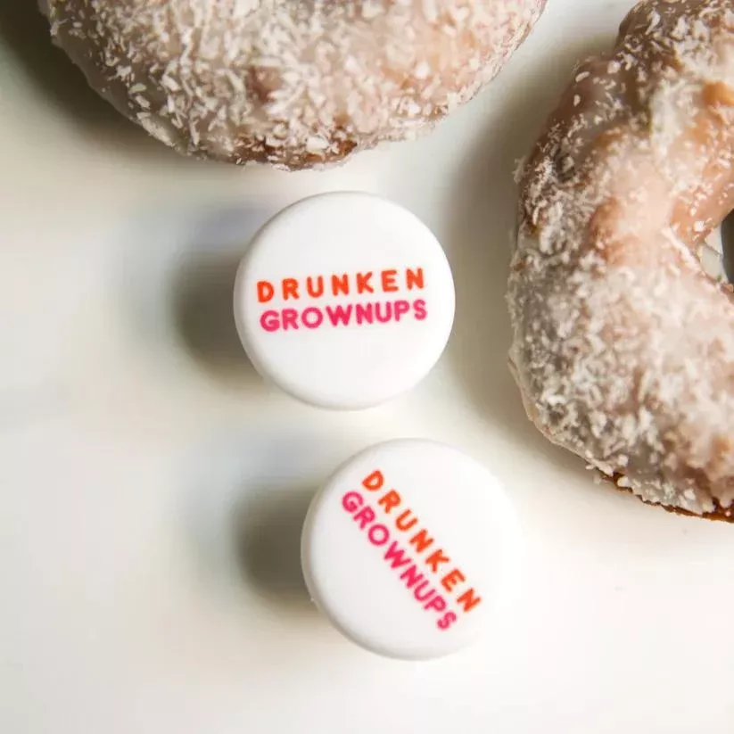 Capabunga - Slogan Cap - White - Drunken Grownups Orange & Pink Logo 0204