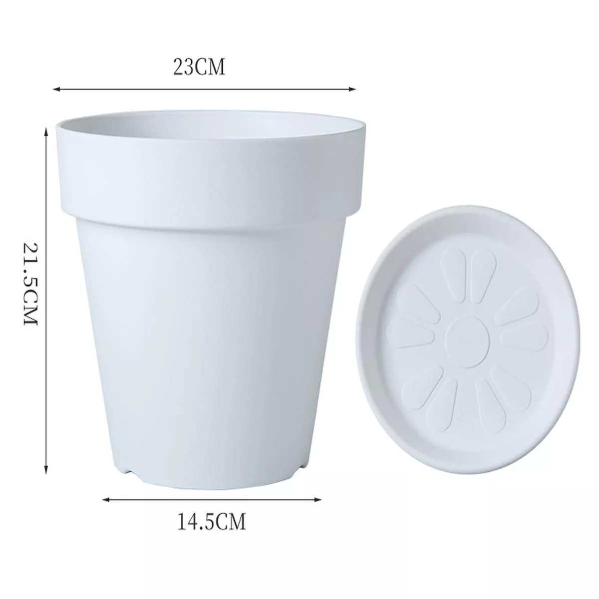 Classic Imitation Ceramic PE Flower Pot – White | 23cm