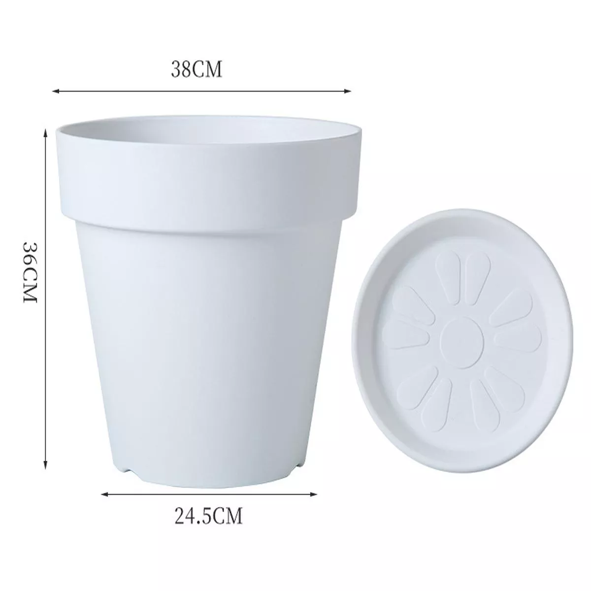 Classic Imitation Ceramic PE Flower Pot – White | 38cm