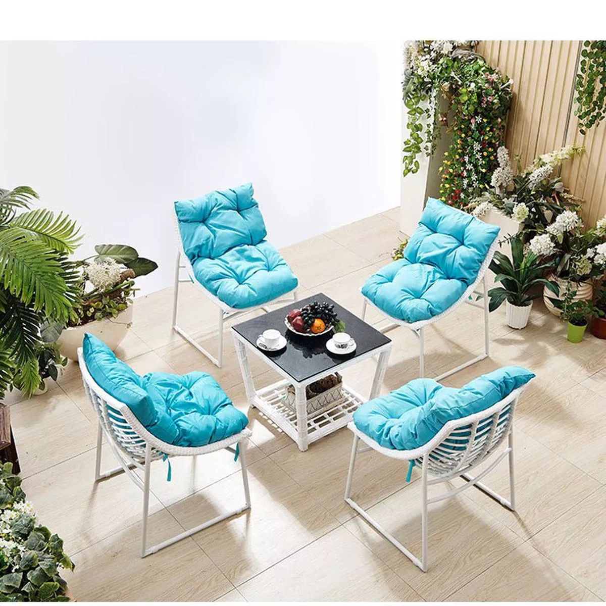 Coffee Table set 31 – 1 coffee table + 4 chairs (blue))