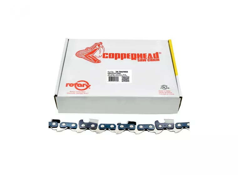 Copperhead 7667066 Harvester Saw Chain 3/4 inch pitch, .122 inch gauge, Chipper style without bumper link, 66 drive links