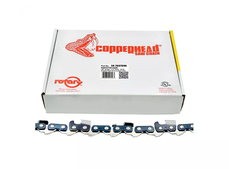 Copperhead 7667096 Harvester Saw Chain 3/4 inch pitch, .122 inch gauge, Chipper style without bumper link, 96 drive links