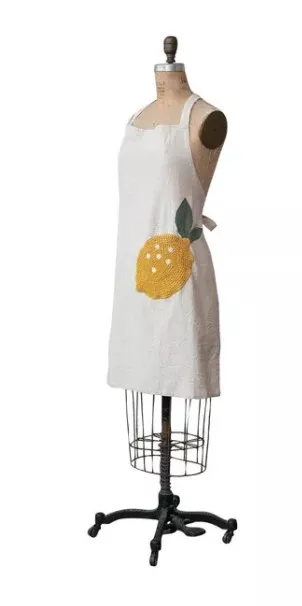Cotton & Linen Apron w/ Lemon Decoration