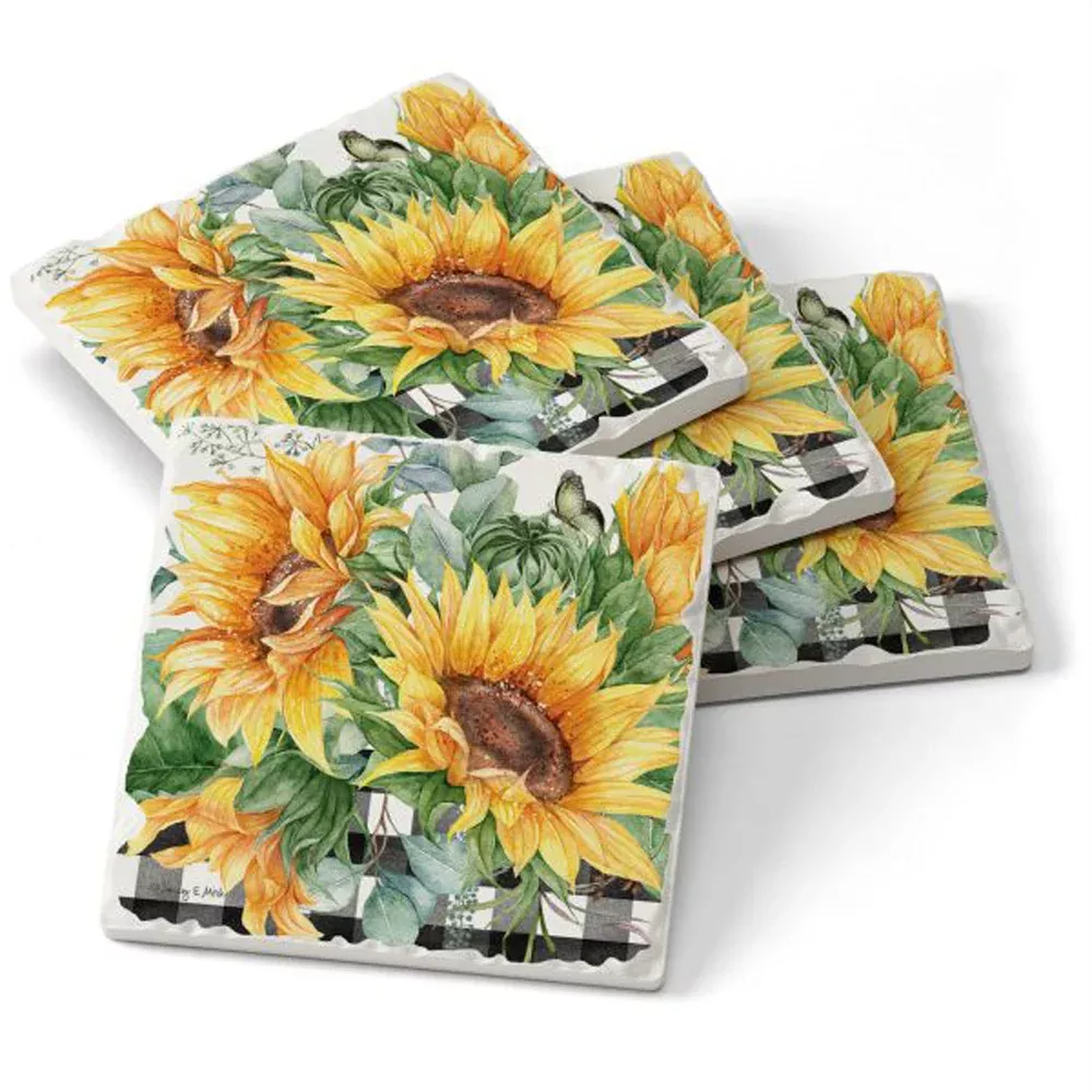 Counter Art, Sunflower Fields Coaster 4 pk Set