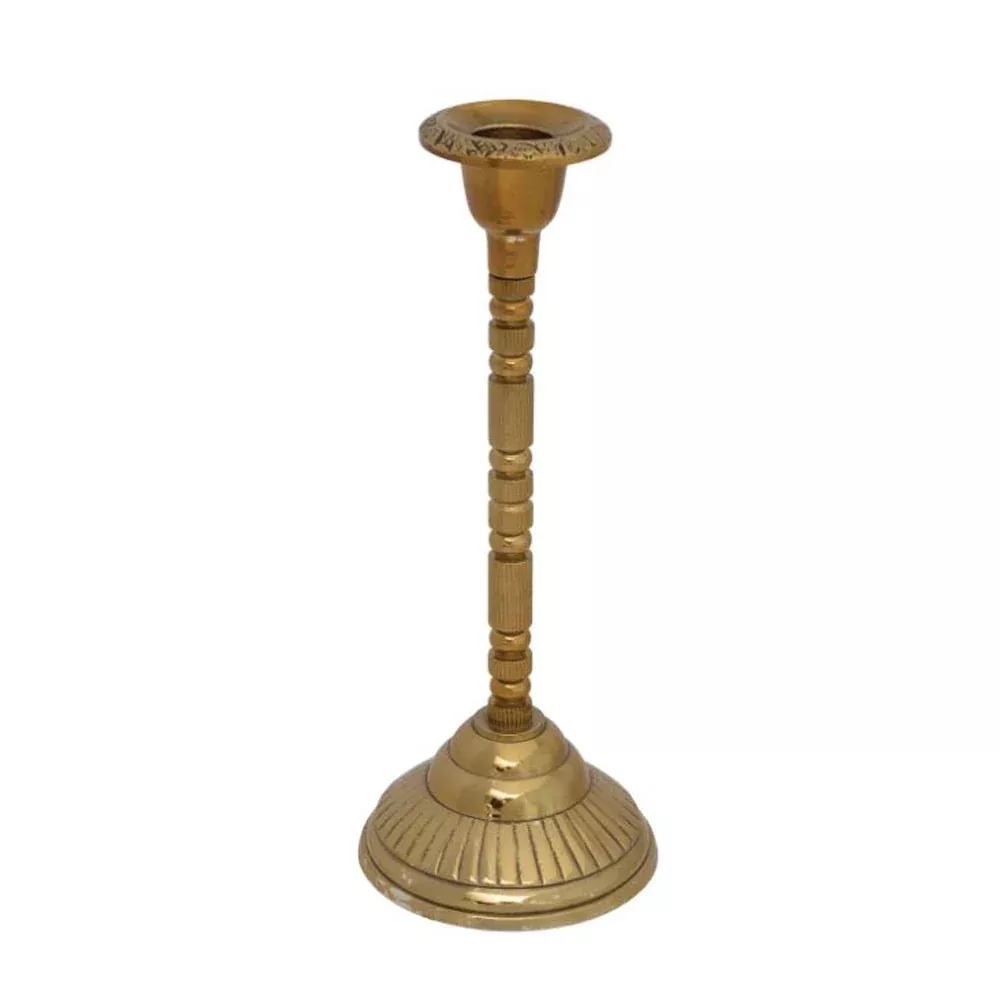 Creative Co-Op, Embossed Aluminum Taper Holder, Gold Finish