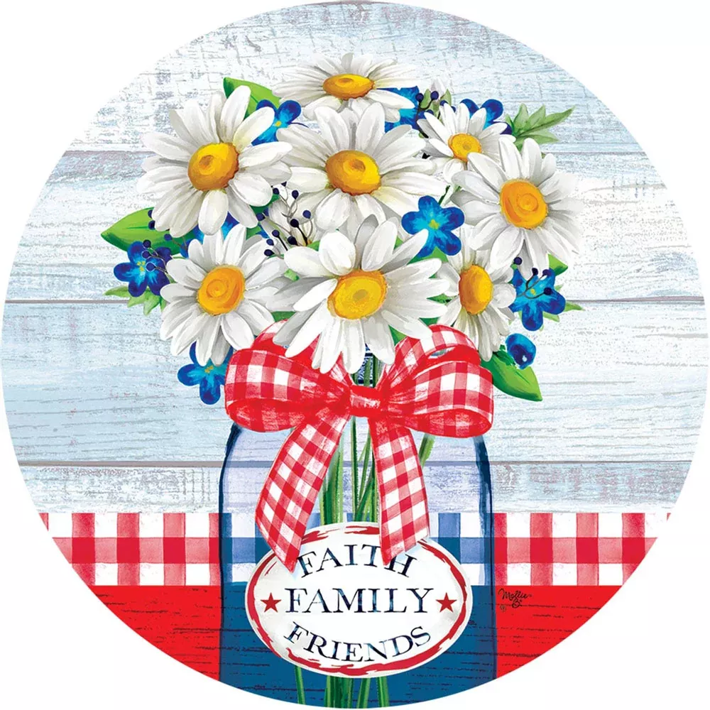 Custom Decor, Red Gingham Daisy Stepping Stone