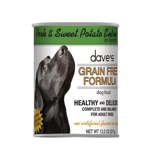 Dave's, Grain-Free Pork & Sweet Potato Entrée, Canned Dog Food, 13 oz
