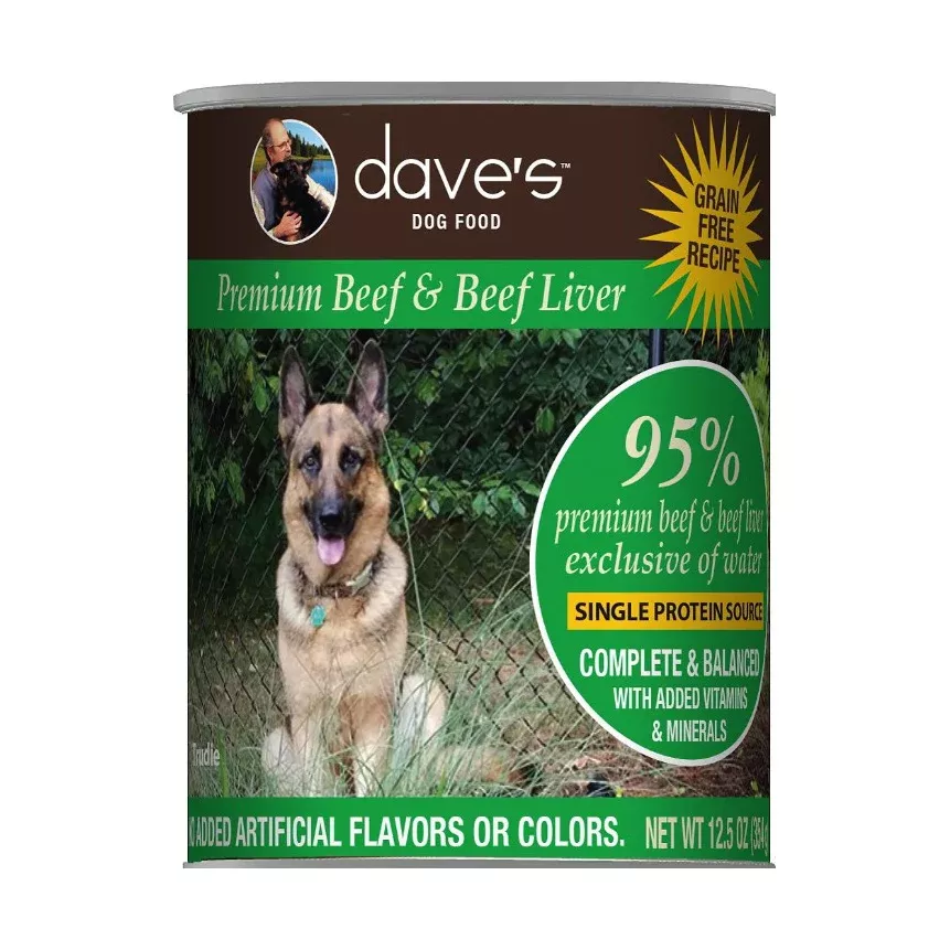 Dave's, Premium Meats Beef & Liver Recipe, Canned Dog Food, 12.5 oz