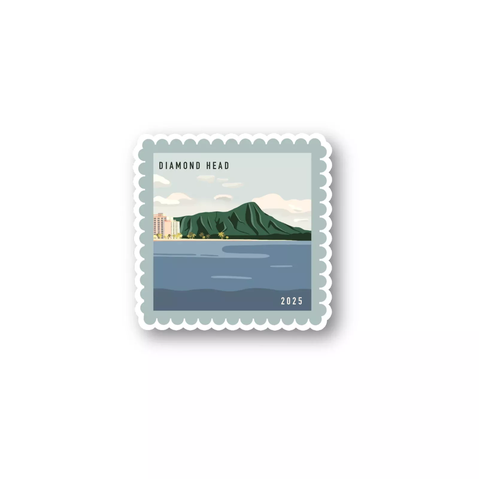 Diamond Head Postage Stamp Sticker